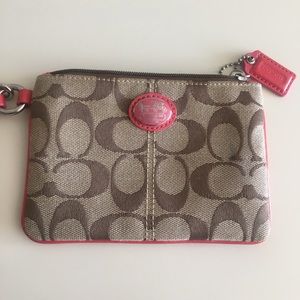 Pink/Tan Coach Wristlet